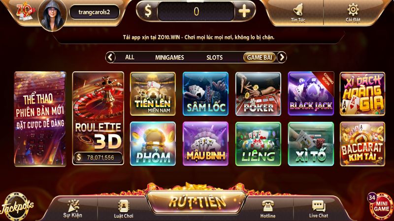 Game b&agrave;i Zowin